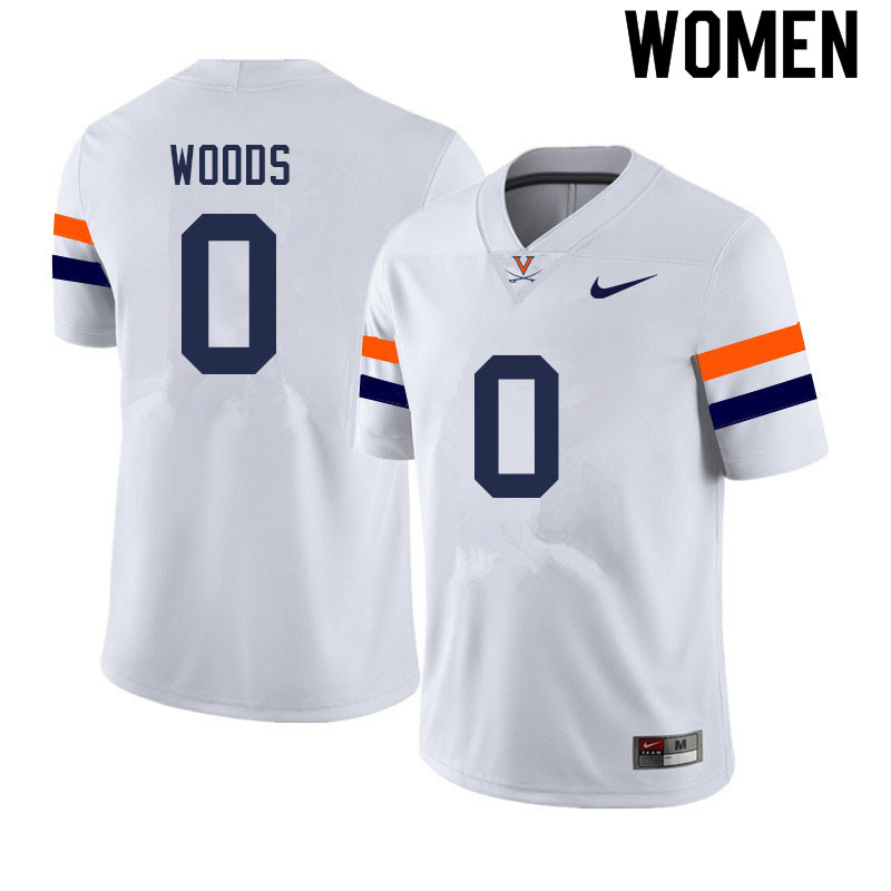 Women #0 Jelani Woods Virginia Cavaliers College Football Jerseys Sale-White